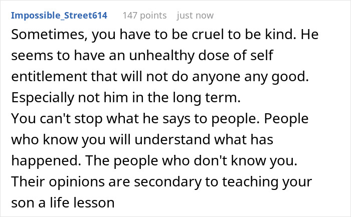 Comment discussing a parent teaching their 20-year-old son a tough life lesson after he mooched and stole money. Comment discussing a parent teaching their 20-year-old son a tough life lesson after he mooched and stole money.