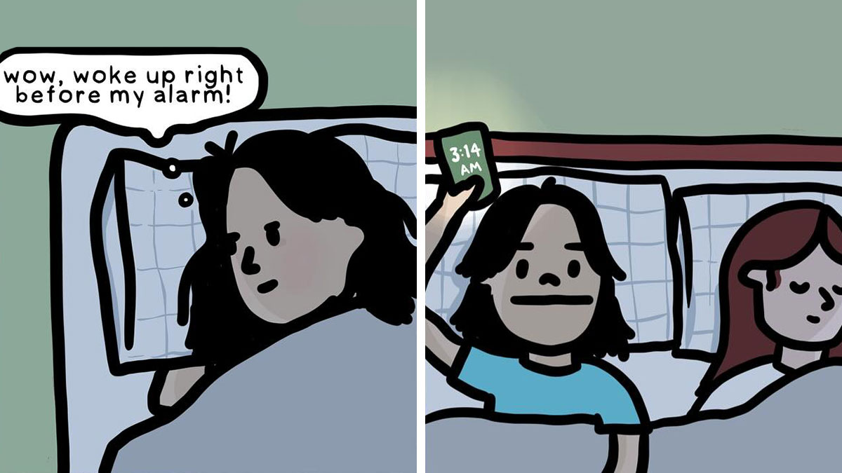 Comic artist captures sweet and funny moments of a coupleu2019s relationship in a heartwarming bedroom scene.