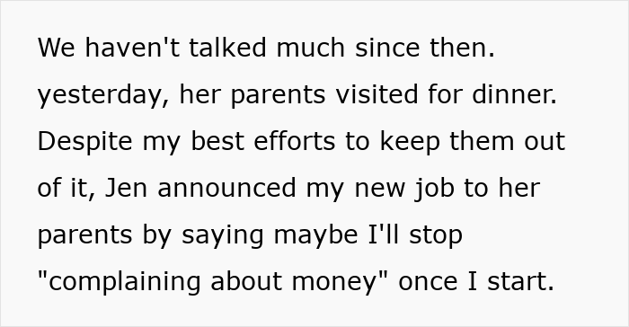 Text excerpt discussing a husband’s tense dinner with wife’s parents amid threats of divorce and marriage troubles.