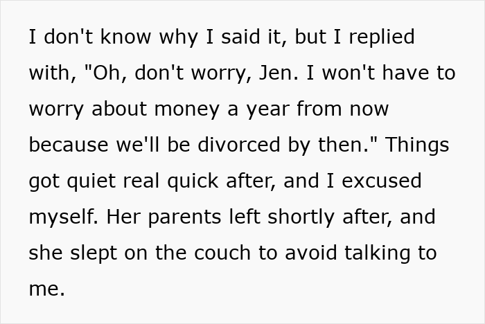 Husband threatens divorce during dinner with wife’s parents, causing tension and marriage to fall apart quietly afterward.