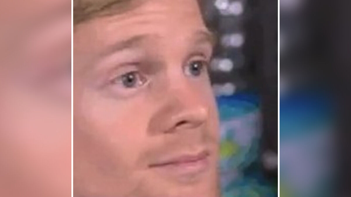 Close-up of the man behind Blinking Guy GIF showing a surprised expression eight years after internet fame.