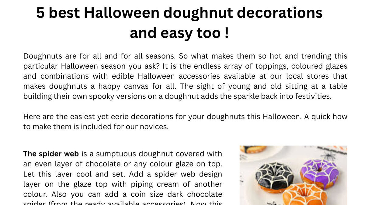 Halloween doughnut decoration ideas featuring colorful spider web designs with orange, purple, and black glazed doughnuts.