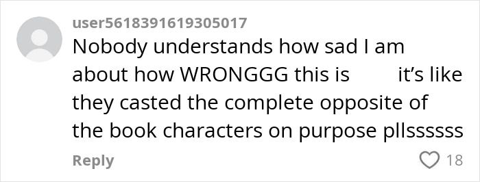 Comment expressing disappointment over Margot Robbie's provocative Wuthering Heights trailer casting choices. Comment expressing disappointment over Margot Robbie's provocative Wuthering Heights trailer casting choices.