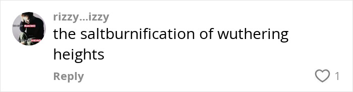 Comment on social media discussing the saltburnification of Wuthering Heights related to Margot Robbie’s provocative trailer. Comment on social media discussing the saltburnification of Wuthering Heights related to Margot Robbie’s provocative trailer.