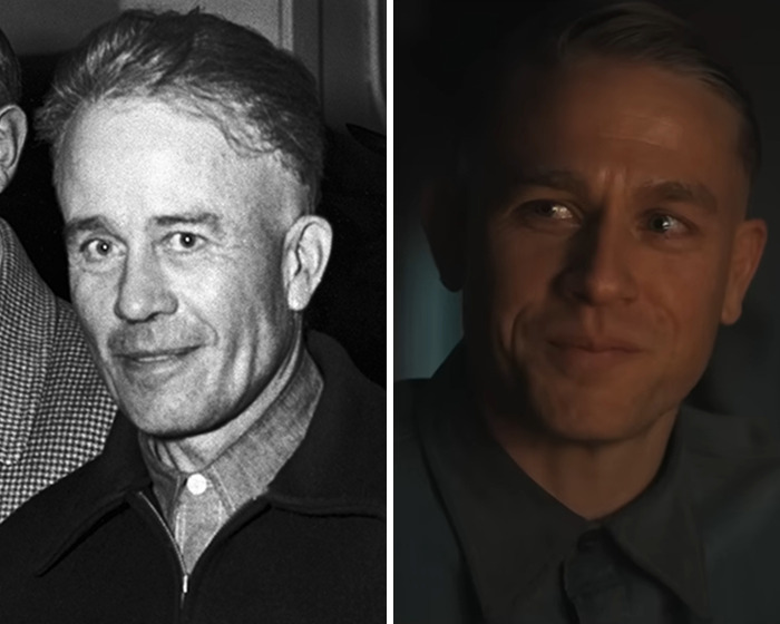 Side-by-side images of Ed Gein and the actor portraying him in Netflix's Monster showing made-up story details. Side-by-side images of Ed Gein and the actor portraying him in Netflix's Monster showing made-up story details.