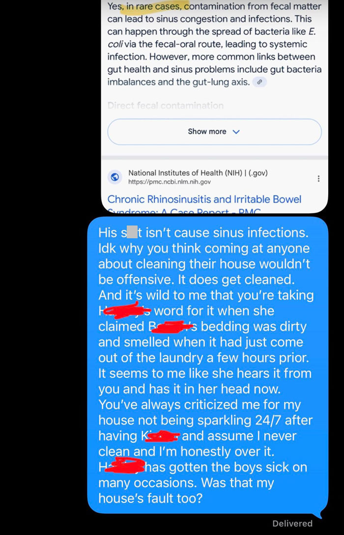 Text message exchange showing an exhausted mom defending her home against bestie shaming over cleanliness and involving kids. Text message exchange showing an exhausted mom defending her home against bestie shaming over cleanliness and involving kids.