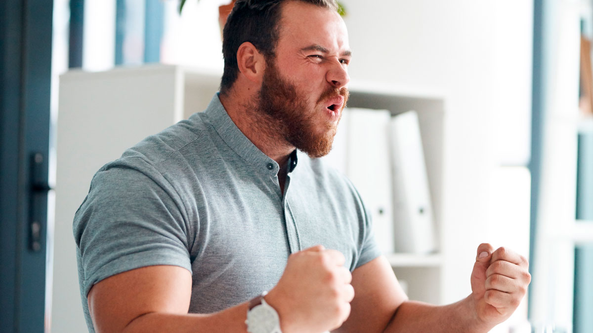 Man expressing excitement and surprise, capturing one of the funniest moments during birth experiences.