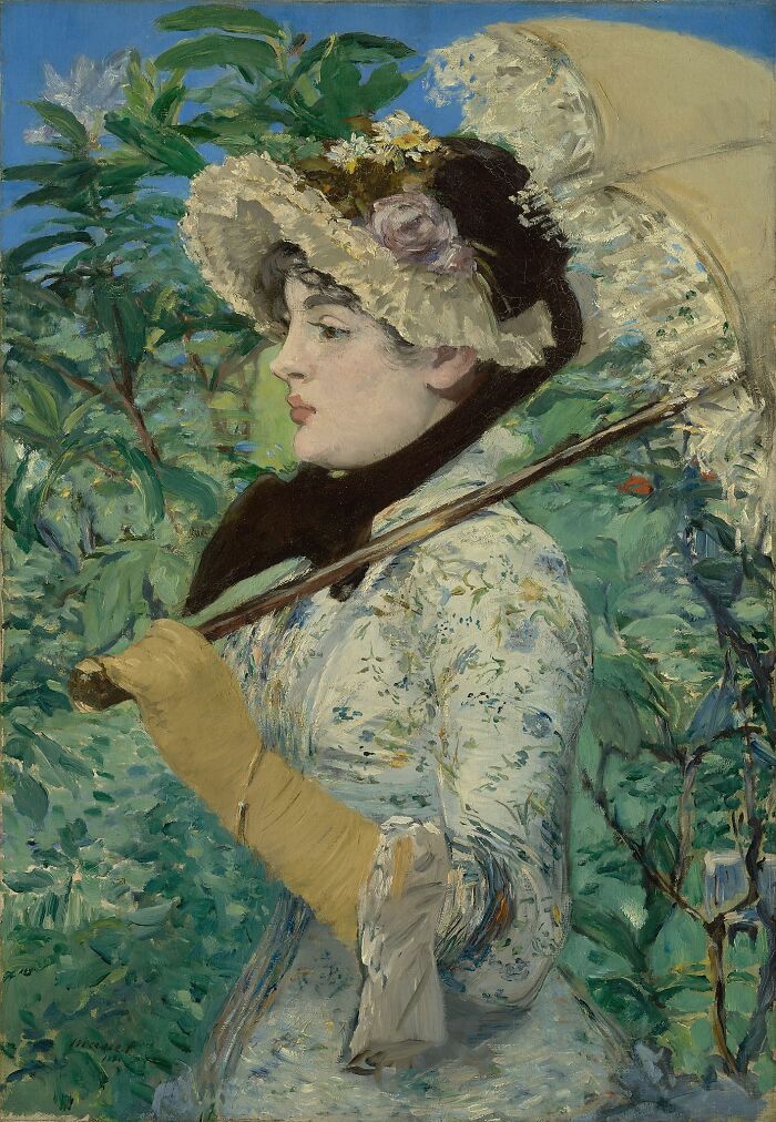 Impressionist painting of a woman with a parasol in a garden, representing famous paintings that changed art forever.