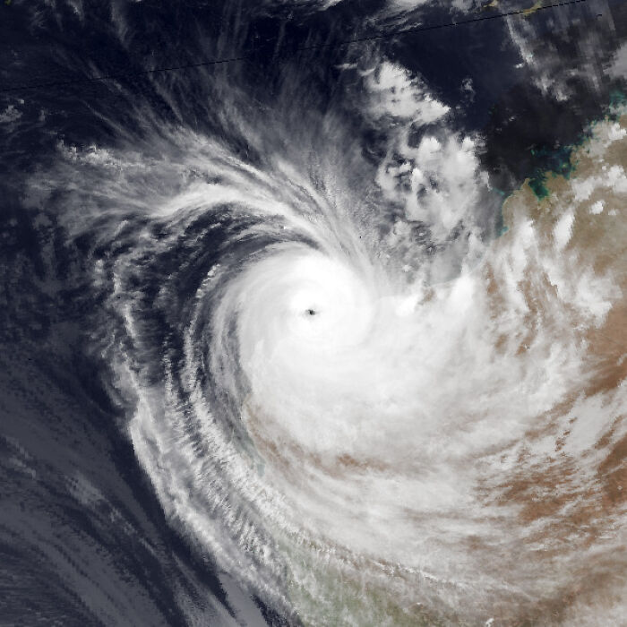 Satellite image of a powerful hurricane showcasing incredible weather records of our planet's atmospheric forces.