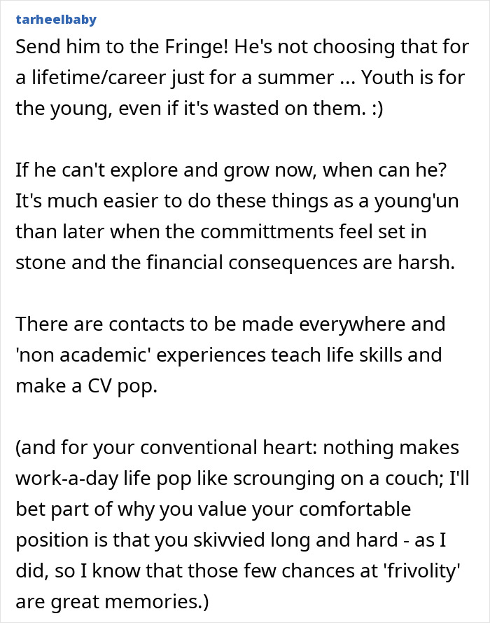 Comment encouraging youth to explore career options against dreams, highlighting life skills and CV benefits for Steer Sons Career. Comment encouraging youth to explore career options against dreams, highlighting life skills and CV benefits for Steer Sons Career.