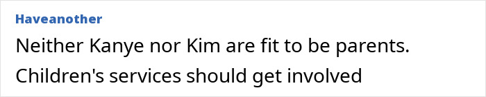 Comment text criticizing Kanye West and Kim about parenting, related to concerns over North’s online life and new look. Comment text criticizing Kanye West and Kim about parenting, related to concerns over North’s online life and new look.