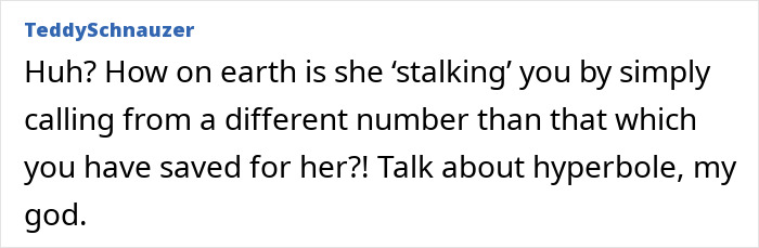 Comment text discussing a daughter-in-law freaked out by mystery calls nonstop from her own mother-in-law. Comment text discussing a daughter-in-law freaked out by mystery calls nonstop from her own mother-in-law.