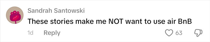 Commenter Sandrah Santowski expressing reluctance to use air BnB after disturbing rental house discovery. Commenter Sandrah Santowski expressing reluctance to use air BnB after disturbing rental house discovery.
