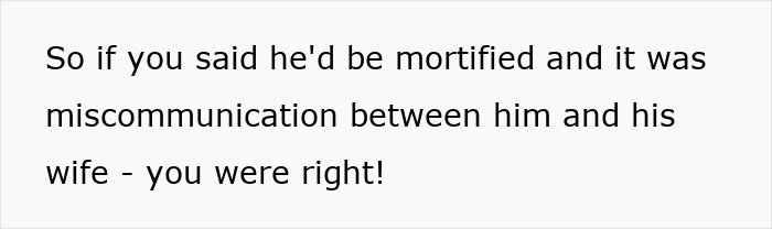 Conversation text about miscommunication involving coworkers and superior’s wife, highlighting a scam experience. Conversation text about miscommunication involving coworkers and superior’s wife, highlighting a scam experience.