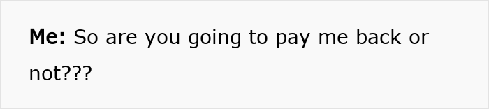 ALT text: Woman confronting friend about unpaid debt after believing wallet excuse and feeling duped without thanks