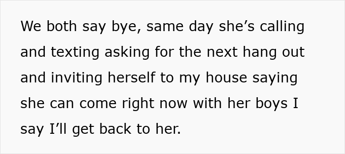Text describing a woman who believes her friend forgot her wallet, later realizing she was duped without even a thank you.