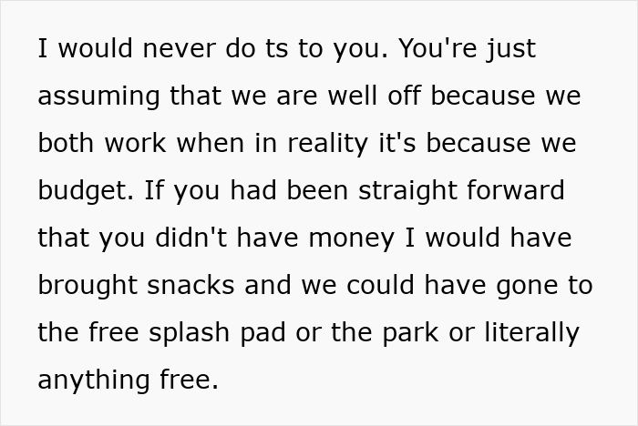 Alt text: Woman believes friend who forgot wallet and realizes she got duped without even receiving a thank you message.