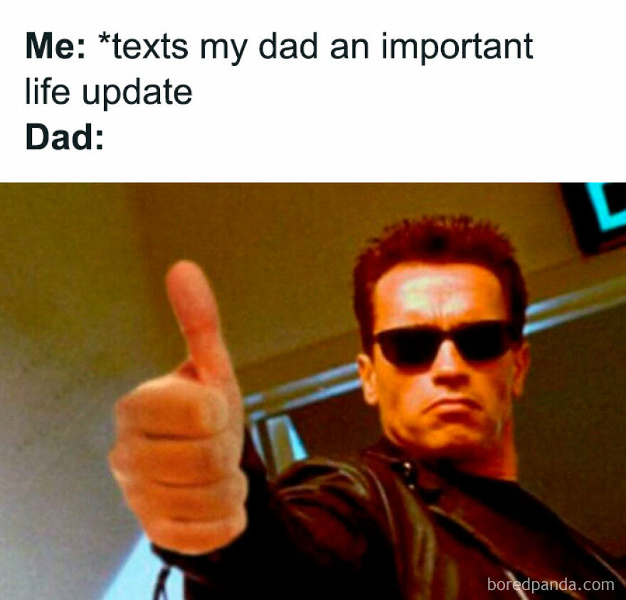 Meme about dads showing a man in sunglasses giving a thumbs-up, highlighting dad humor and relatable dad memes.