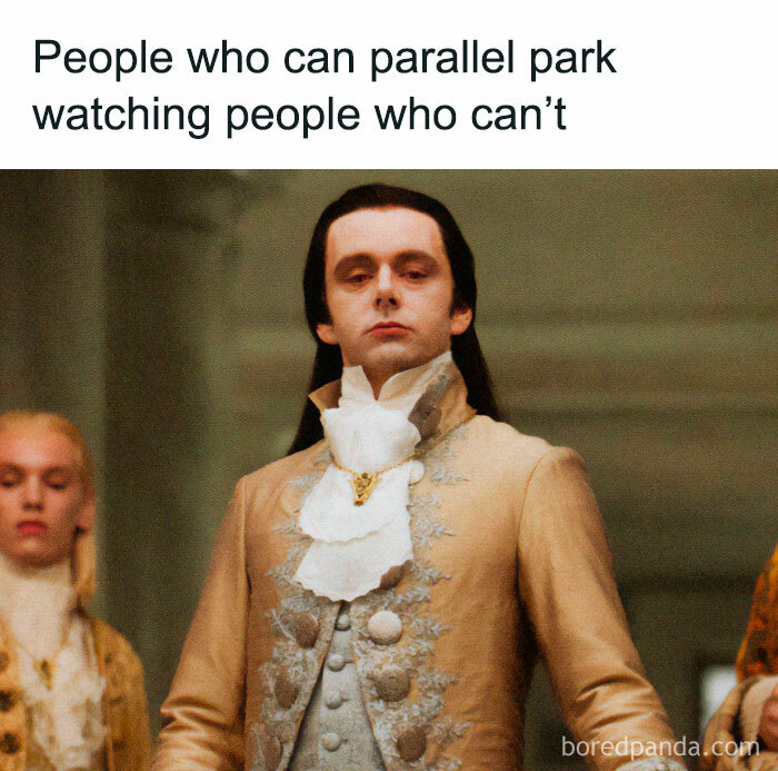 People who can parallel park looking unimpressed at those who cannot, illustrating driving memes about road rage. People who can parallel park looking unimpressed at those who cannot, illustrating driving memes about road rage.