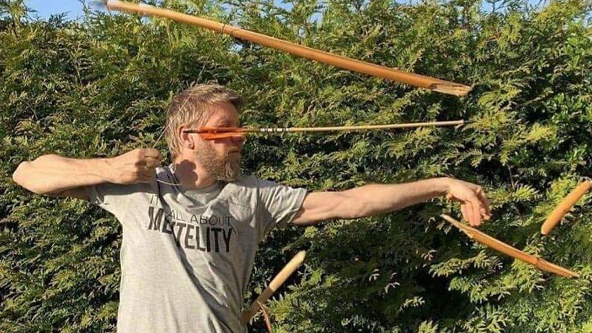 Manu2019s arrow breaks mid-shot, captured in a perfect picture seconds before disaster struck in archery outdoors.