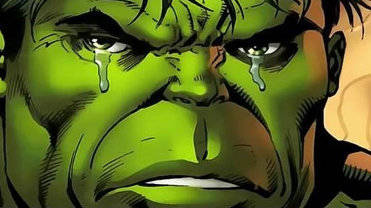 Close-up of a crying green comic character, illustrating emotions linked to programming and computer science memes.