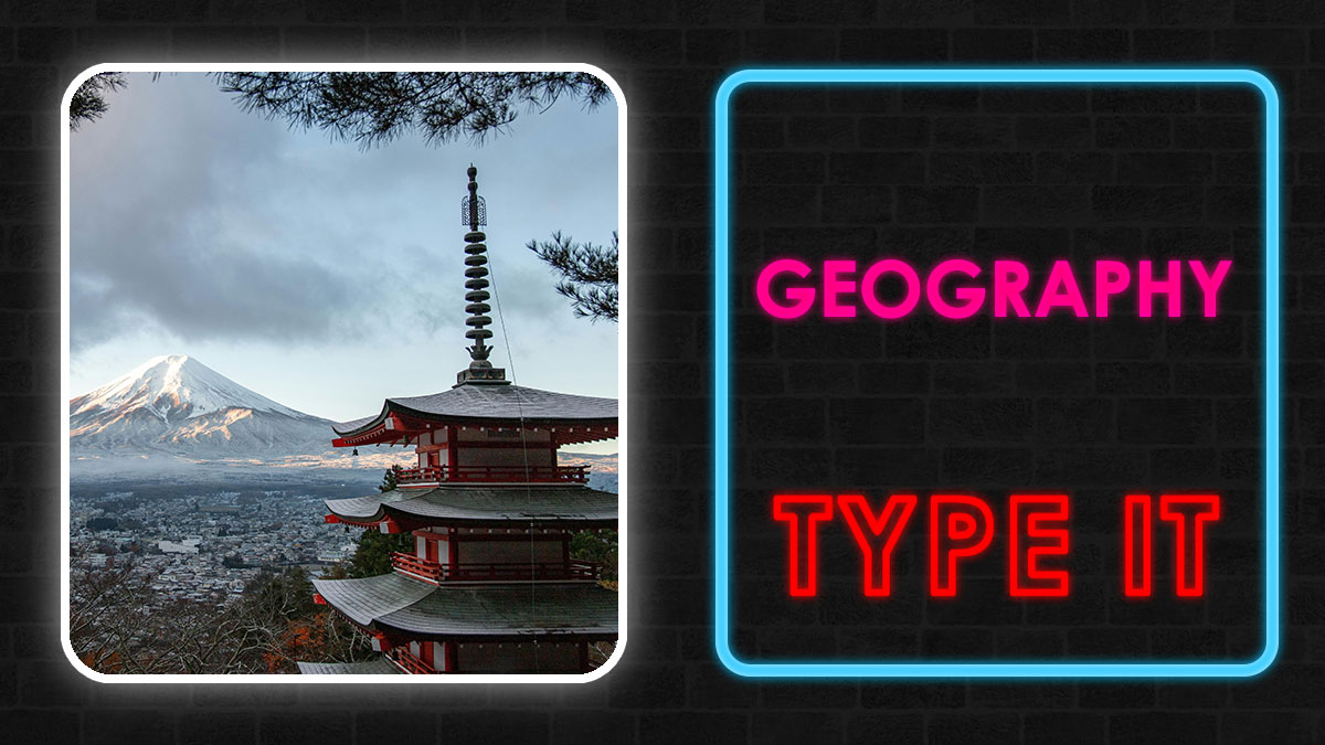 Scenic view of a Japanese pagoda with Mount Fuji in the background, related to travel IQ and geography quiz.
