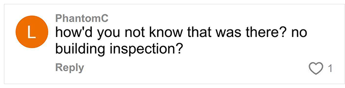 Comment on unexpected discovery under the floor after a woman moves into her new home.