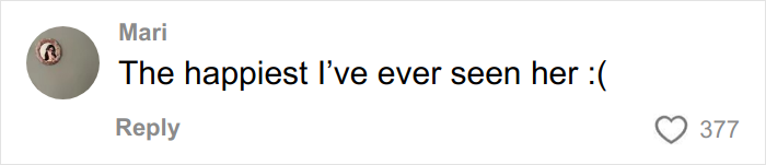 Comment on social media post reading The happiest I’ve ever seen her with a sad face emoji, related to Taylor Swift lesbian relationship rumors.