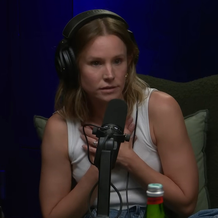 Kristen Bell wearing headphones and speaking into a microphone during a podcast about toxic marriage fights with Dax Shepard. Kristen Bell wearing headphones and speaking into a microphone during a podcast about toxic marriage fights with Dax Shepard.