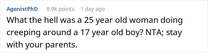 Reddit comment discussing a 19-year-old choosing parents over girlfriend and leaving her to care for their child. Reddit comment discussing a 19-year-old choosing parents over girlfriend and leaving her to care for their child.