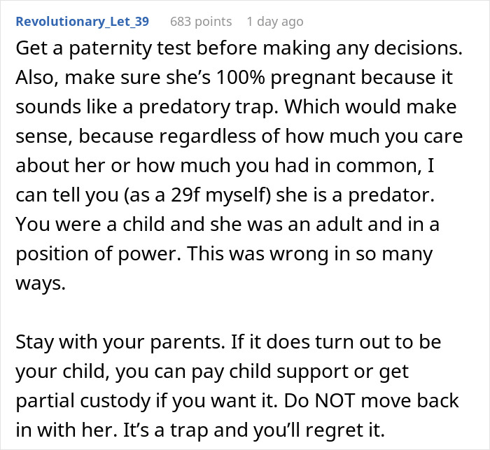 Text message advice about choosing parents over girlfriend, mentioning paternity tests and child support warnings. Text message advice about choosing parents over girlfriend, mentioning paternity tests and child support warnings.