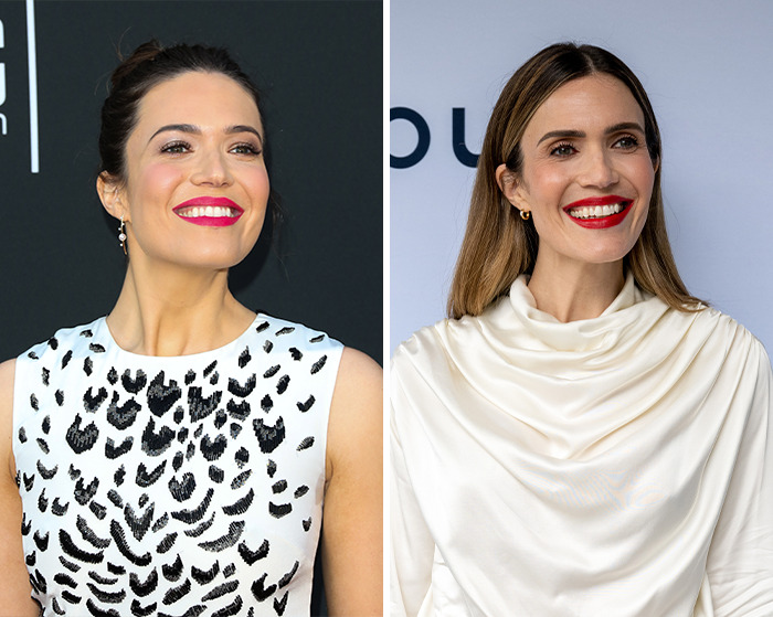 Mandy Moore with bold lipstick and different hairstyles showing her unrecognizable new look at two events. Mandy Moore with bold lipstick and different hairstyles showing her unrecognizable new look at two events.