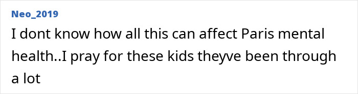 Comment expressing concern about Paris Jackson's mental health amid contacts with her father's alleged victims. Comment expressing concern about Paris Jackson's mental health amid contacts with her father's alleged victims.