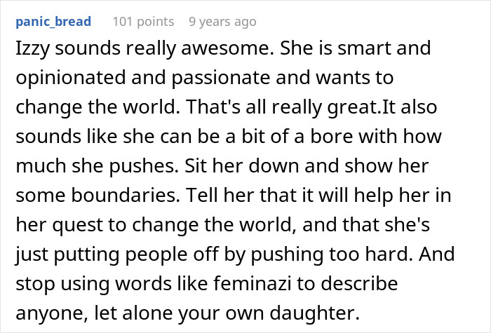 Screenshot of a Reddit comment discussing a mom admitting she likes one daughter more than the other and struggles to hide it.