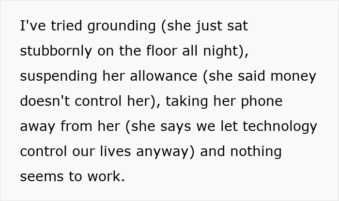 Text excerpt showing a mom admitting she likes one daughter more and struggling to discipline her effectively. Text excerpt showing a mom admitting she likes one daughter more and struggling to discipline her effectively.