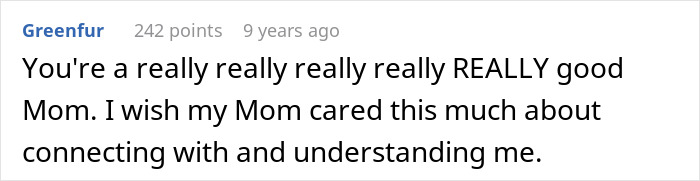 Screenshot of an online comment where a user praises a mom for showing care despite admitting she likes one daughter more. Screenshot of an online comment where a user praises a mom for showing care despite admitting she likes one daughter more.