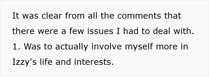 Text on a white background discussing a mom admitting she likes one daughter more than the other and struggles to hide it.