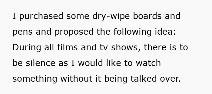 Text on a white background about proposing silence during films and TV shows to watch without interruptions, mom admits she likes one daughter more. Text on a white background about proposing silence during films and TV shows to watch without interruptions, mom admits she likes one daughter more.