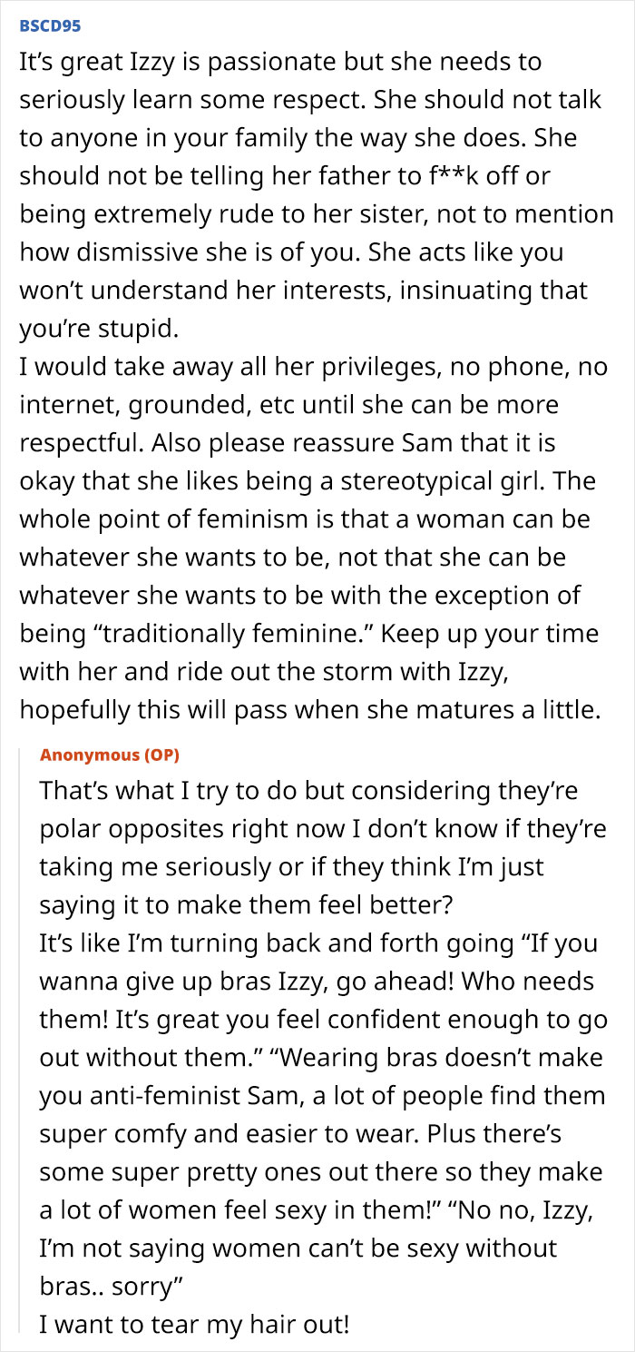 Text conversation discussing challenges of a mom who admits she likes one daughter more and struggles to hide it. Text conversation discussing challenges of a mom who admits she likes one daughter more and struggles to hide it.