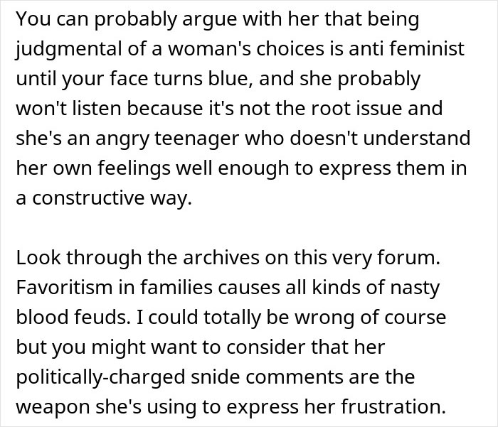 Text discussing favoritism in families and a mother struggling to hide that she likes one daughter more than the other. Text discussing favoritism in families and a mother struggling to hide that she likes one daughter more than the other.