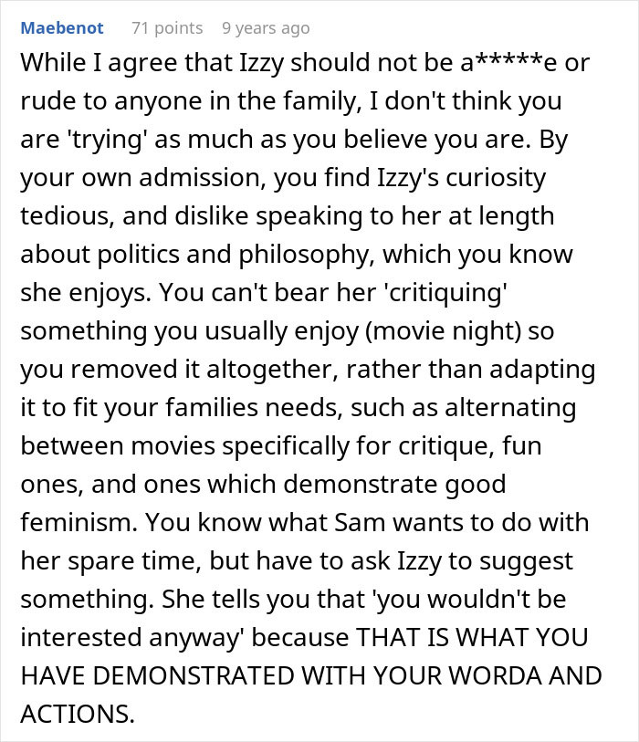 Screenshot of an online comment discussing a mom admitting she likes one daughter more than the other and struggles to hide it. Screenshot of an online comment discussing a mom admitting she likes one daughter more than the other and struggles to hide it.