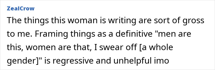 Screenshot of online comment criticizing a female professor’s evidence-based decision to stop dating men. Screenshot of online comment criticizing a female professor’s evidence-based decision to stop dating men.