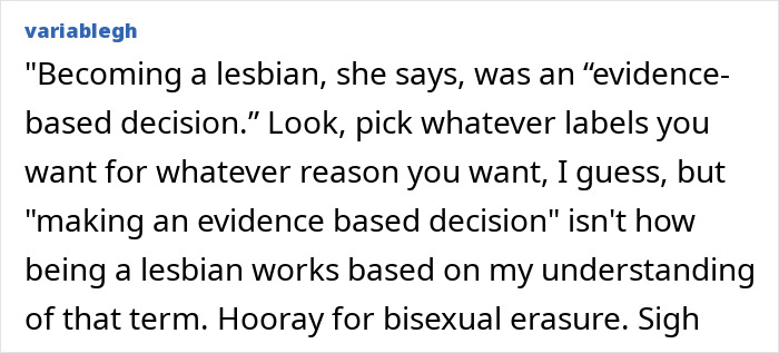 Text post about a female professor sparking debate after choosing to stop dating men based on evidence-based decision. Text post about a female professor sparking debate after choosing to stop dating men based on evidence-based decision.