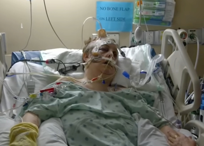 Patient in hospital bed connected to medical equipment, related to disturbing Mark Sanchez footage and bizarre behavior.