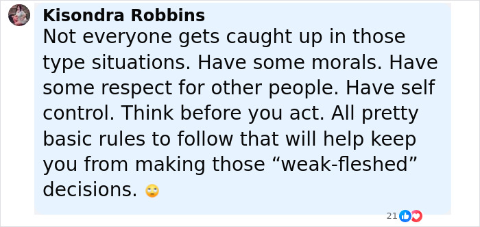 Comment from Kisondra Robbins about morals, respect, and self-control related to police chief quit after leaked video with dispatcher. Comment from Kisondra Robbins about morals, respect, and self-control related to police chief quit after leaked video with dispatcher.