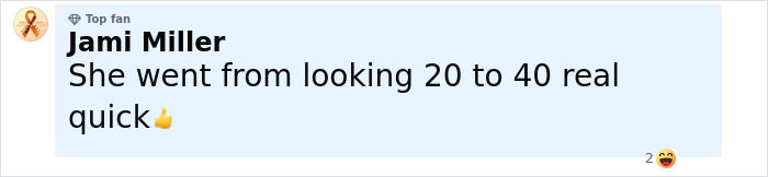 Comment by Jami Miller reacting to Sydney Sweeney's latest transformation embraced by MAGA fans, with a thumbs-up emoji. Comment by Jami Miller reacting to Sydney Sweeney's latest transformation embraced by MAGA fans, with a thumbs-up emoji.