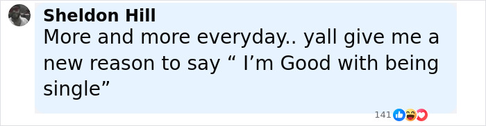 Social media post by Sheldon Hill expressing relief about being single after woman's unhinged act leaves boyfriend hospitalized. Social media post by Sheldon Hill expressing relief about being single after woman's unhinged act leaves boyfriend hospitalized.