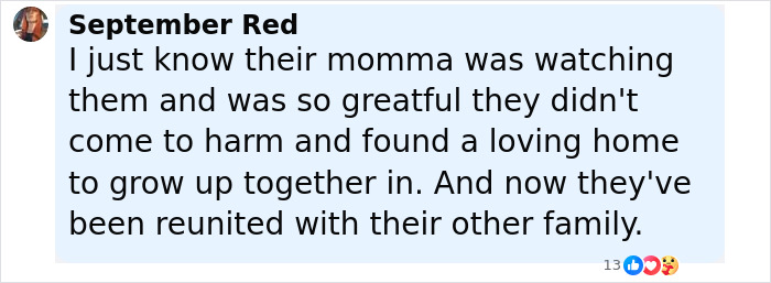 Comment expressing gratitude that sisters reported missing were found safe and reunited with family after 36 years. Comment expressing gratitude that sisters reported missing were found safe and reunited with family after 36 years.