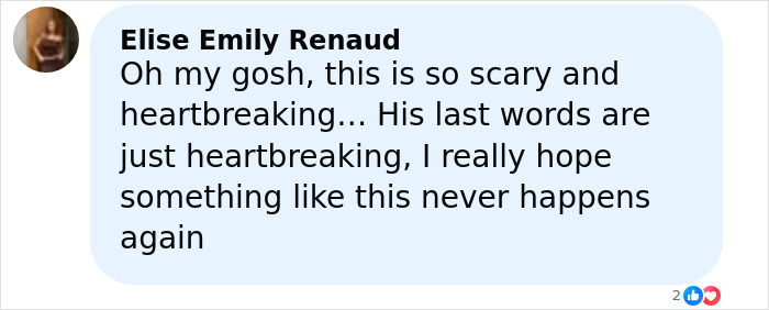 Screenshot of a social media comment expressing heartbreak over a Florida dad-to-be’s last words after waking from a coma. Screenshot of a social media comment expressing heartbreak over a Florida dad-to-be’s last words after waking from a coma.