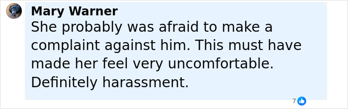 Comment by Mary Warner expressing concern about harassment and discomfort involving an 18-year-old dispatcher. Comment by Mary Warner expressing concern about harassment and discomfort involving an 18-year-old dispatcher.